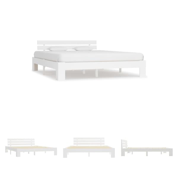 The Living Store sengestel massivt fyrretræ 180 x 200 cm hvid - Senge & sengeramme