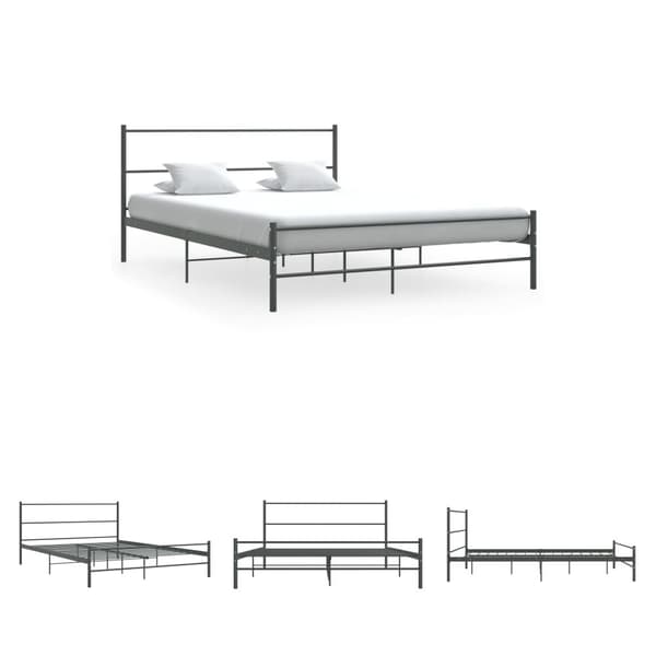 The Living Store sengestel 140 x 200 cm metal grå - Senge & sengeramme