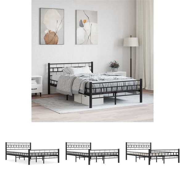 The Living Store sengestel 140 x 200 cm stål sort -  Senge & sengeramme