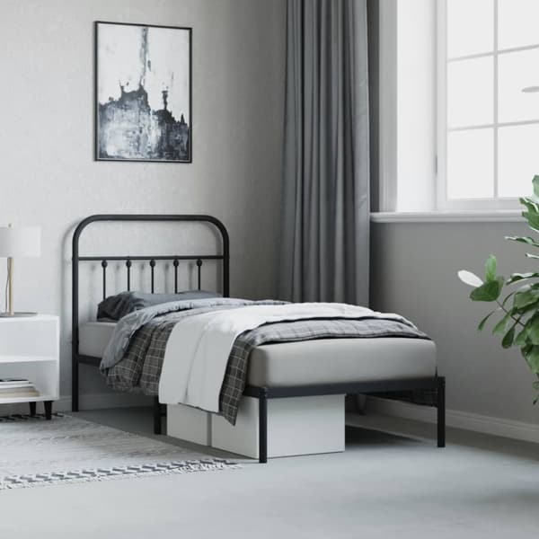 The Living Store sengeramme med sengegavl 90x200 cm metal sort -  Senge & sengeramme