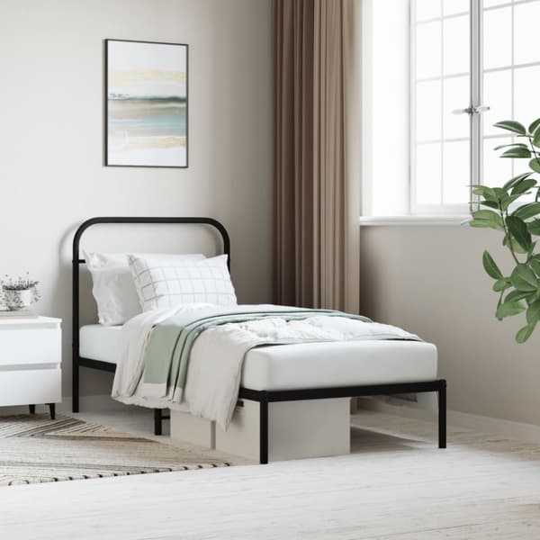 The Living Store sengeramme med sengegavl 90x200 cm metal sort -  Senge & sengeramme