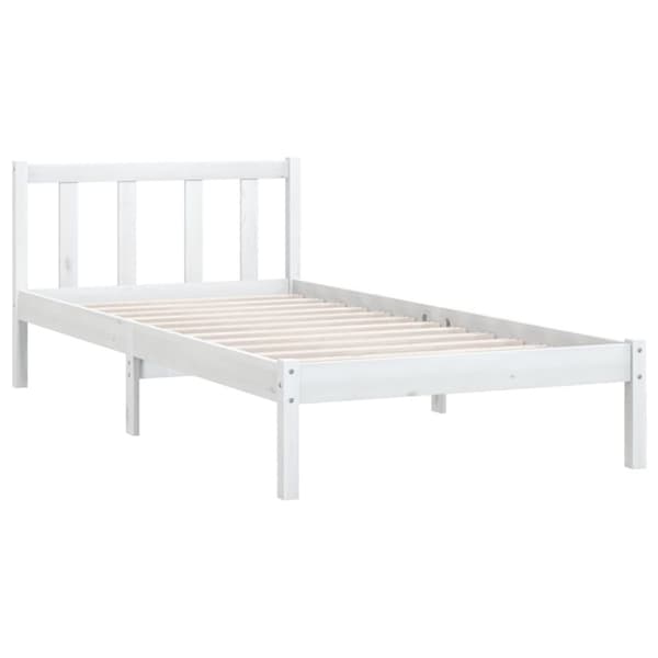 The Living Store sengeramme 75x190 cm Small Single massivt fyrretræ hvid - Senge & sengeramme