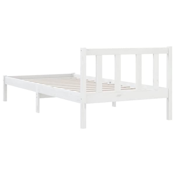 The Living Store sengeramme 75x190 cm Small Single massivt fyrretræ hvid - Senge & sengeramme