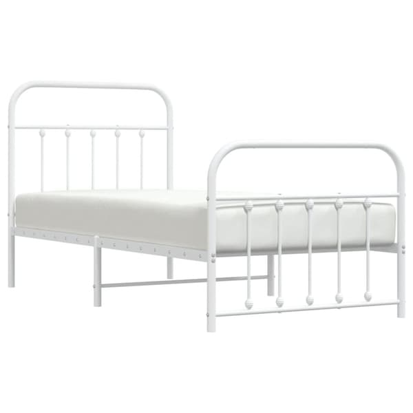The Living Store sengeramme med sengegavl og fodgærde 90x200 cm metal hvid -  Senge & sengeramme