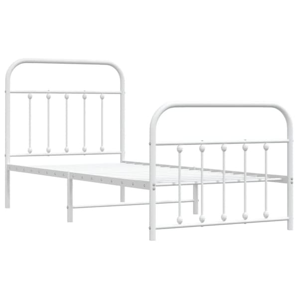 The Living Store sengeramme med sengegavl og fodgærde 90x200 cm metal hvid - Senge & sengeramme