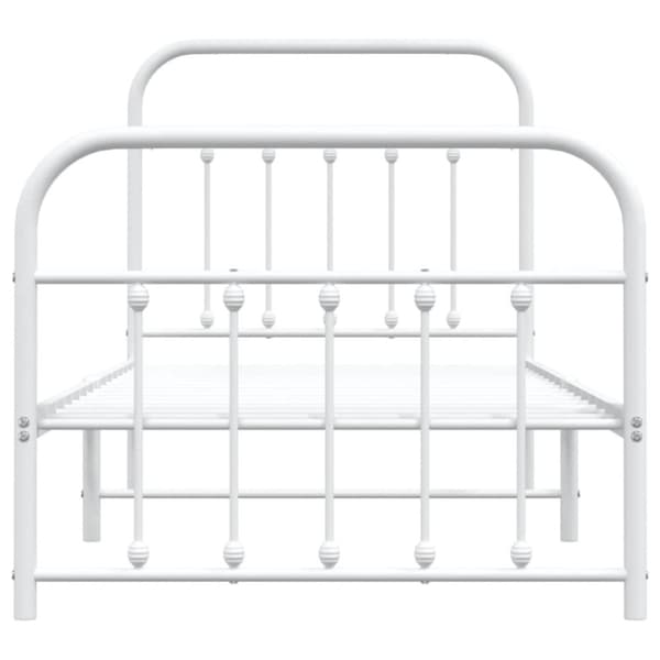 The Living Store sengeramme med sengegavl og fodgærde 90x200 cm metal hvid - Senge & sengeramme