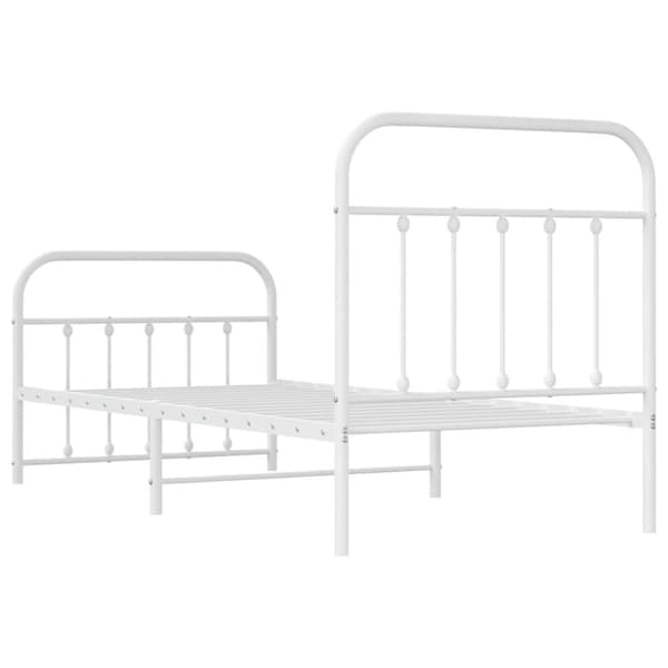 The Living Store sengeramme med sengegavl og fodgærde 90x200 cm metal hvid -  Senge & sengeramme