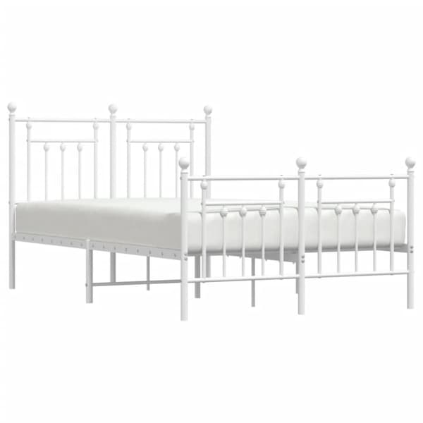 The Living Store sengeramme med sengegavl og fodgærde 120x200 cm metal hvid -  Senge & sengeramme