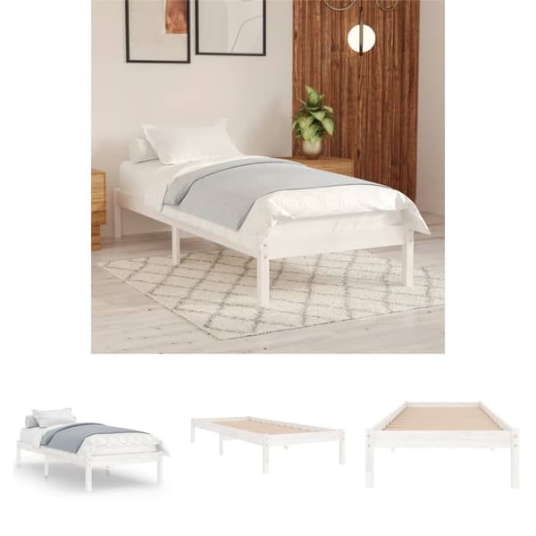 The Living Store sengeramme 90x190 cm Single massivt træ hvid - Senge & sengeramme