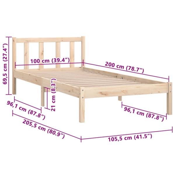The Living Store Sängram massiv furu 100x200 cm - Sängar & sängramar