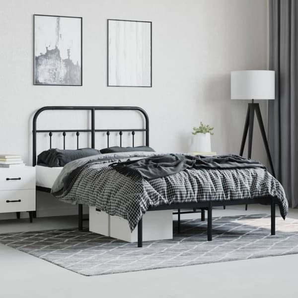 The Living Store sengeramme med sengegavl 120x200 cm metal sort -  Senge & sengeramme