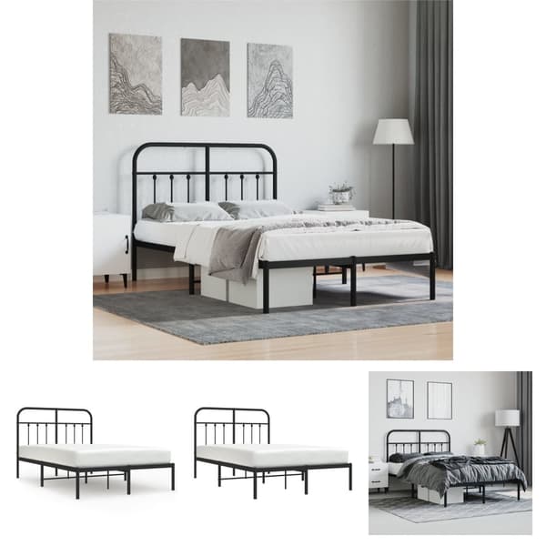 The Living Store sengeramme med sengegavl 120x200 cm metal sort - Senge & sengeramme