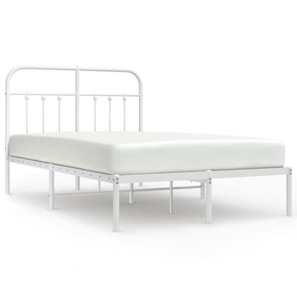 The Living Store sengeramme med sengegavl 120x190 cm metal hvid - Senge & sengeramme