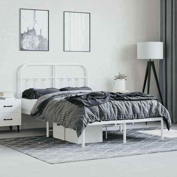 The Living Store sengeramme med sengegavl 120x190 cm metal hvid - Senge & sengeramme