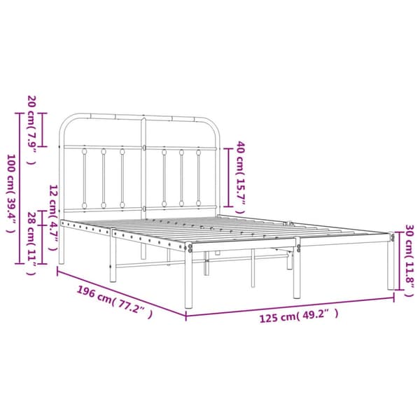 The Living Store sengeramme med sengegavl 120x190 cm metal hvid - Senge & sengeramme