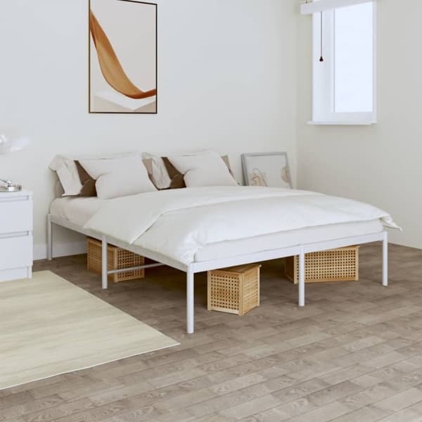 The Living Store sengeramme 140x200 cm metal hvid - Senge & sengeramme