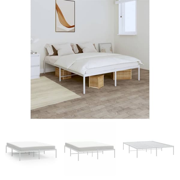 The Living Store sengeramme 140x200 cm metal hvid -  Senge & sengeramme