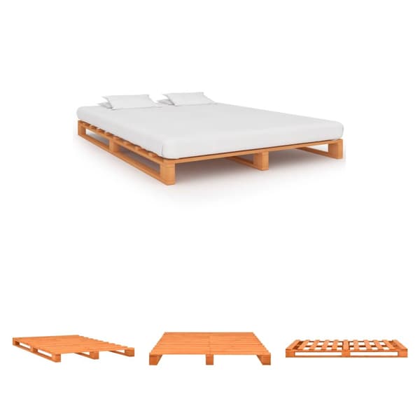 The Living Store palleseng massivt fyrretræ 160 x 200 cm brun - Senge & sengeramme