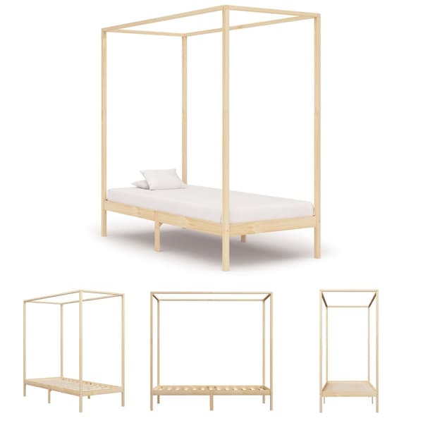 The Living Store sengestel til himmelseng 100 x 200 cm massivt fyrretræ -  Senge & sengeramme