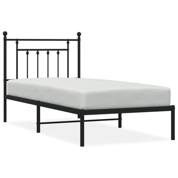 The Living Store sengeramme med sengegavl 90x190 cm metal sort - Senge & sengeramme