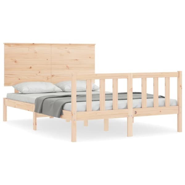The Living Store sengeramme med sengegavl dobbelt massivt træ -  Senge & sengeramme