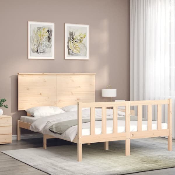The Living Store sengeramme med sengegavl dobbelt massivt træ - Senge & sengeramme