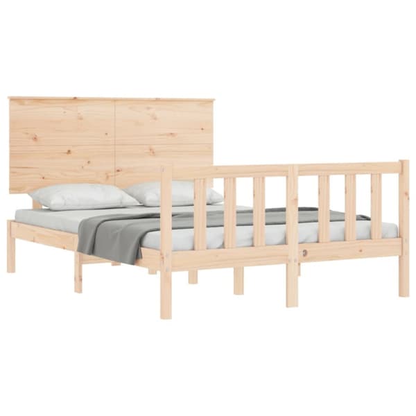 The Living Store sengeramme med sengegavl dobbelt massivt træ - Senge & sengeramme