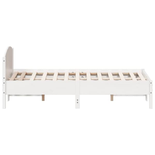 The Living Store Sängram med huvudgavel vit 135x190 cm massiv furu -  Sängar & sängramar