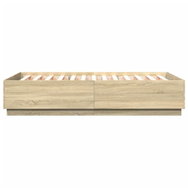 The Living Store sengeramme med LED-lys 120x200 cm konstrueret træ sonoma-eg -  Senge & sengeramme