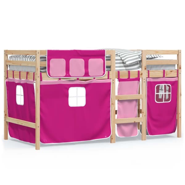 The Living Store Loftsäng med rutschkana rosa 80x200 cm massiv furu -  Sängar & sängramar