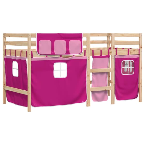 The Living Store Loftsäng med rutschkana rosa 80x200 cm massiv furu -  Sängar & sängramar