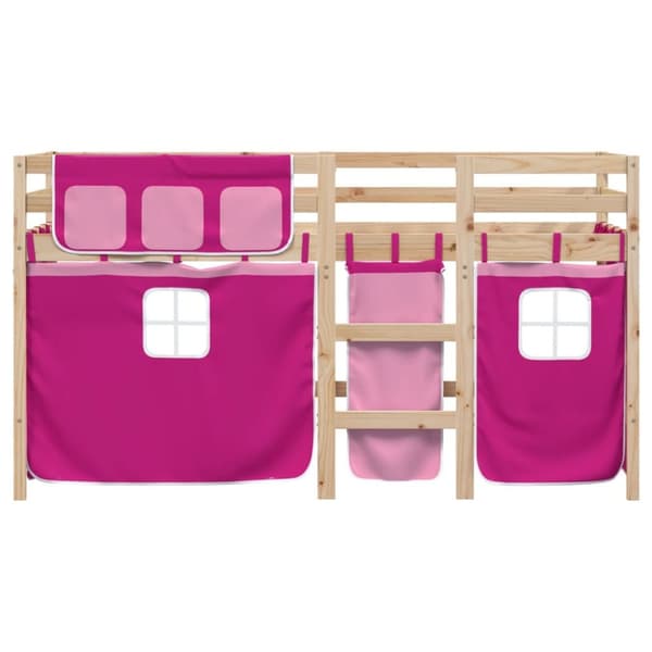 The Living Store Loftsäng med rutschkana rosa 80x200 cm massiv furu - Sängar & sängramar