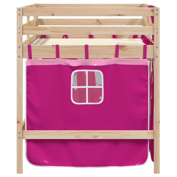 The Living Store Loftsäng med rutschkana rosa 80x200 cm massiv furu -  Sängar & sängramar