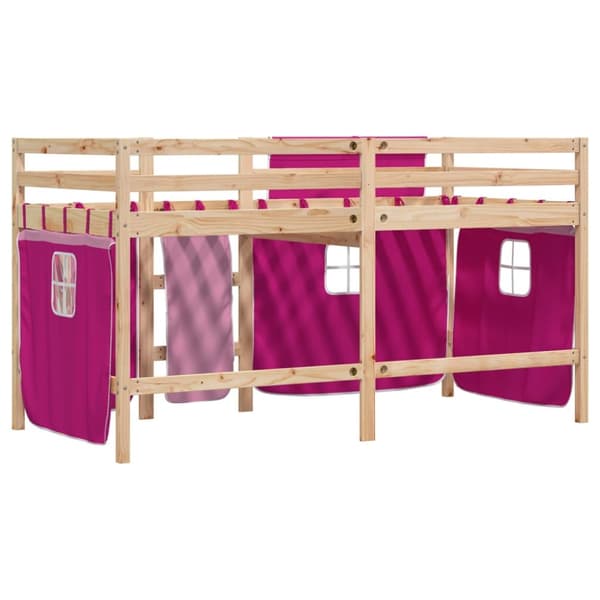 The Living Store Loftsäng med rutschkana rosa 80x200 cm massiv furu -  Sängar & sängramar