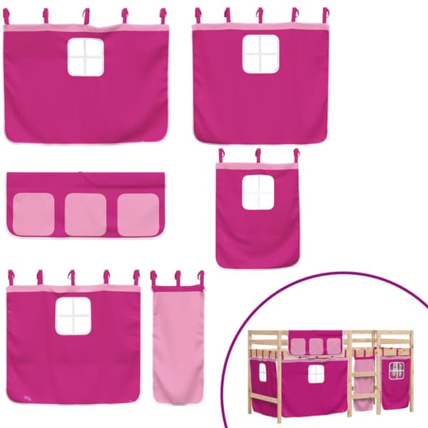 The Living Store Loftsäng med rutschkana rosa 80x200 cm massiv furu - Sängar & sängramar