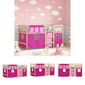 Miniatyrbild 1 av 11: The Living Store Loftsäng med rutschkana rosa 80x200 cm massiv furu -  Sängar & sängramar