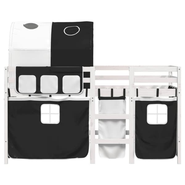 The Living Store Loftsäng med tunnel vit&svart 80x200 cm massiv furu -  Sängar & sängramar