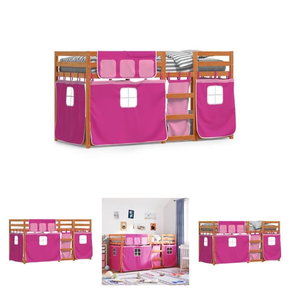 The Living Store Loftsäng med rutschkana rosa 90x200 cm massiv furu -  Sängar & sängramar