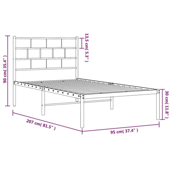 The Living Store sengeramme med sengegavl 90x200 cm metal sort - Senge & sengeramme