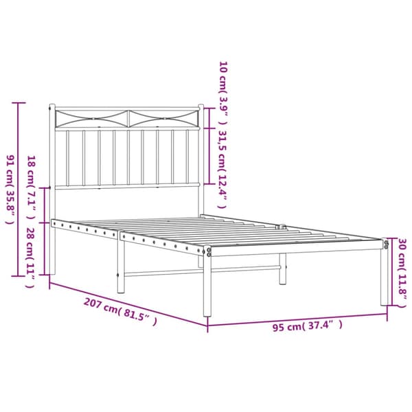 The Living Store sengeramme med sengegavl 90x200 cm metal sort - Senge & sengeramme