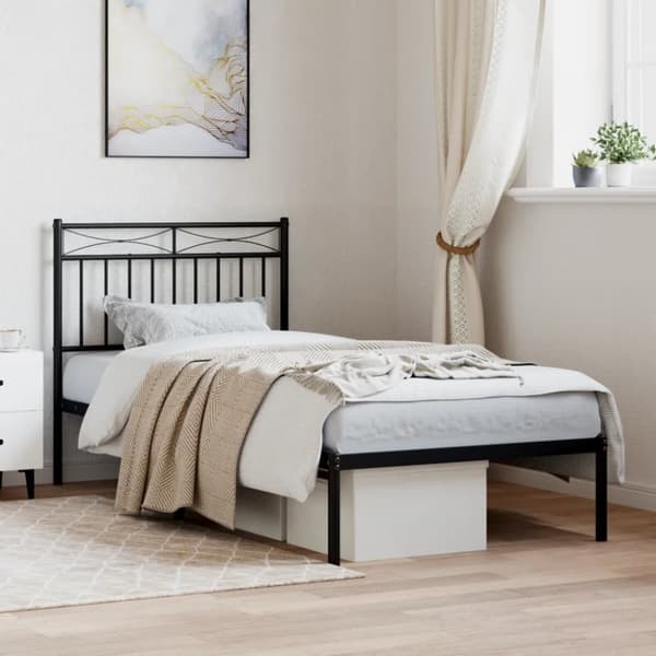 The Living Store sengeramme med sengegavl 90x200 cm metal sort - Senge & sengeramme
