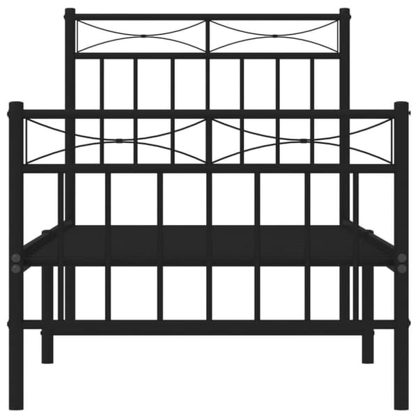 The Living Store Metallinen sängynrunko päädyillä musta 75x190 cm -  Sängyt & sängynrungot