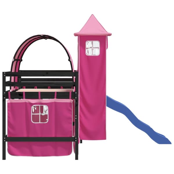 The Living Store Loftsäng med torn rosa 90x190 cm massiv furu -  Sängar & sängramar