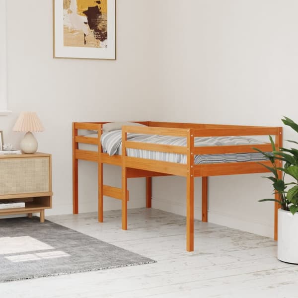 The Living Store højseng 75x190 cm massivt fyrretræ gyldenbrun - Senge & sengeramme