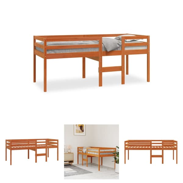 The Living Store højseng 75x190 cm massivt fyrretræ gyldenbrun - Senge & sengeramme