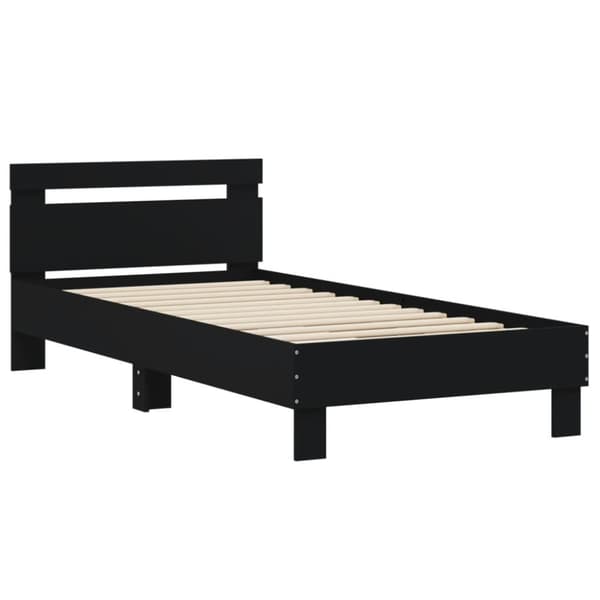 The Living Store sengeramme med sengegavl 90x200 cm konstrueret træ sort - Senge & sengeramme