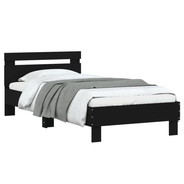 The Living Store sengeramme med sengegavl 90x200 cm konstrueret træ sort -  Senge & sengeramme