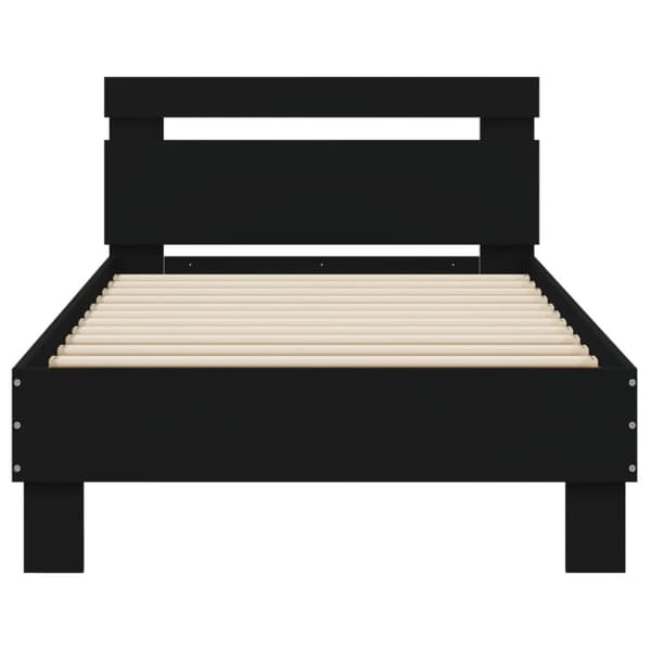 The Living Store sengeramme med sengegavl 90x200 cm konstrueret træ sort - Senge & sengeramme