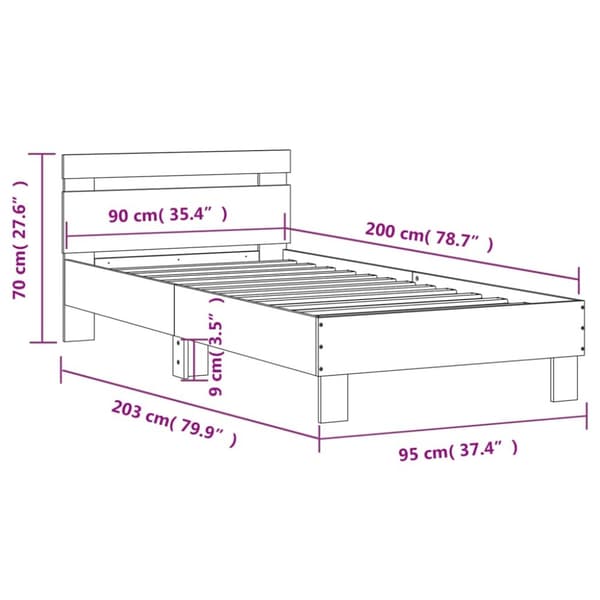 The Living Store sengeramme med sengegavl 90x200 cm konstrueret træ sort -  Senge & sengeramme