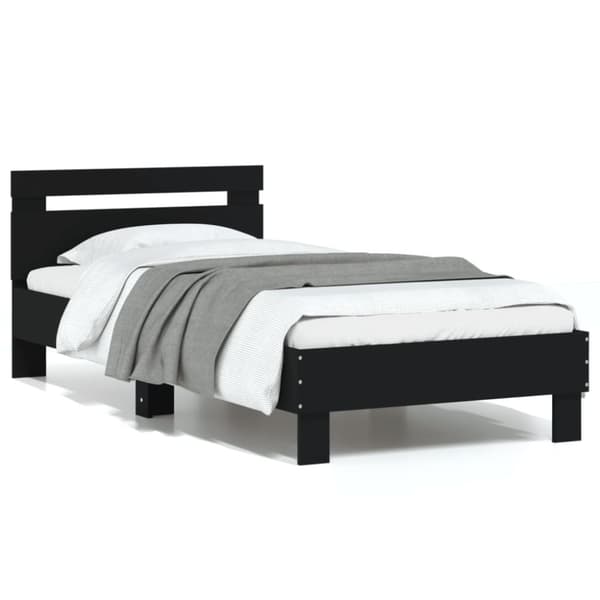 The Living Store sengeramme med sengegavl 90x200 cm konstrueret træ sort - Senge & sengeramme